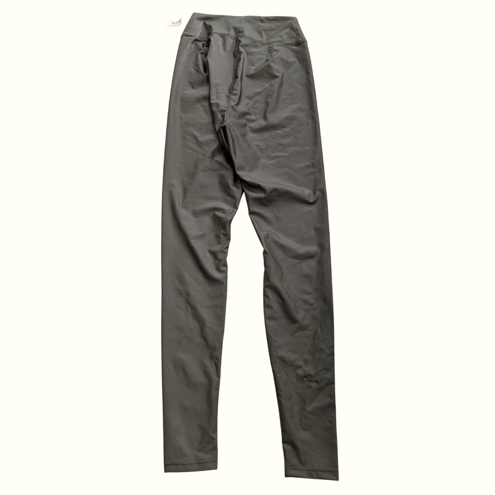 NWT Offline by AERIE Real Luxe Olive Green Faux Leather Hi-Rise Leggings SMALL - Picture 2 of 9